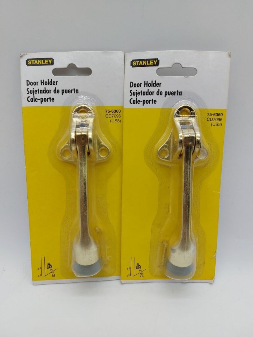 Stanley Bright Brass Finish (US3) Door Holder 75-6360 CD7096 NWT Set Of 2